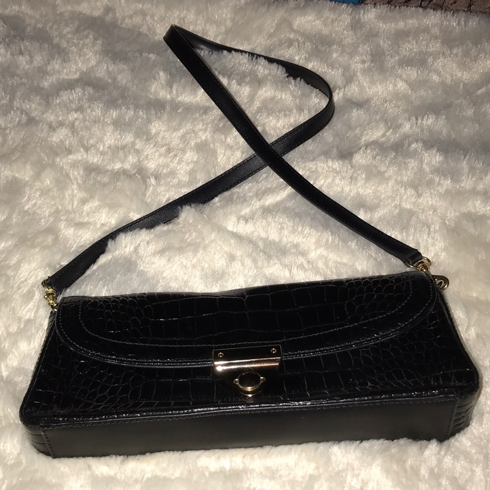 Zymo patent leather crocodile clutch